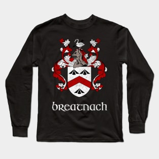 Breatnach Name / Faded Style Family Crest Coat Of Arms Design Long Sleeve T-Shirt